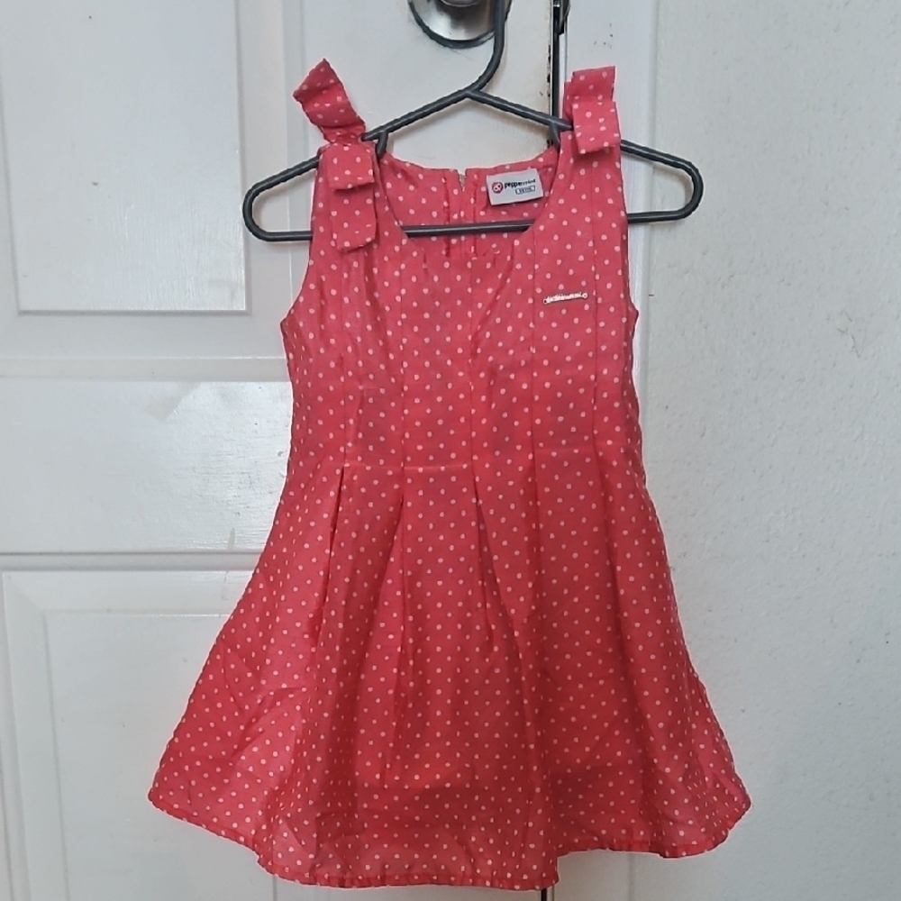 Pink Polka Dot Dress with Bow Straps
